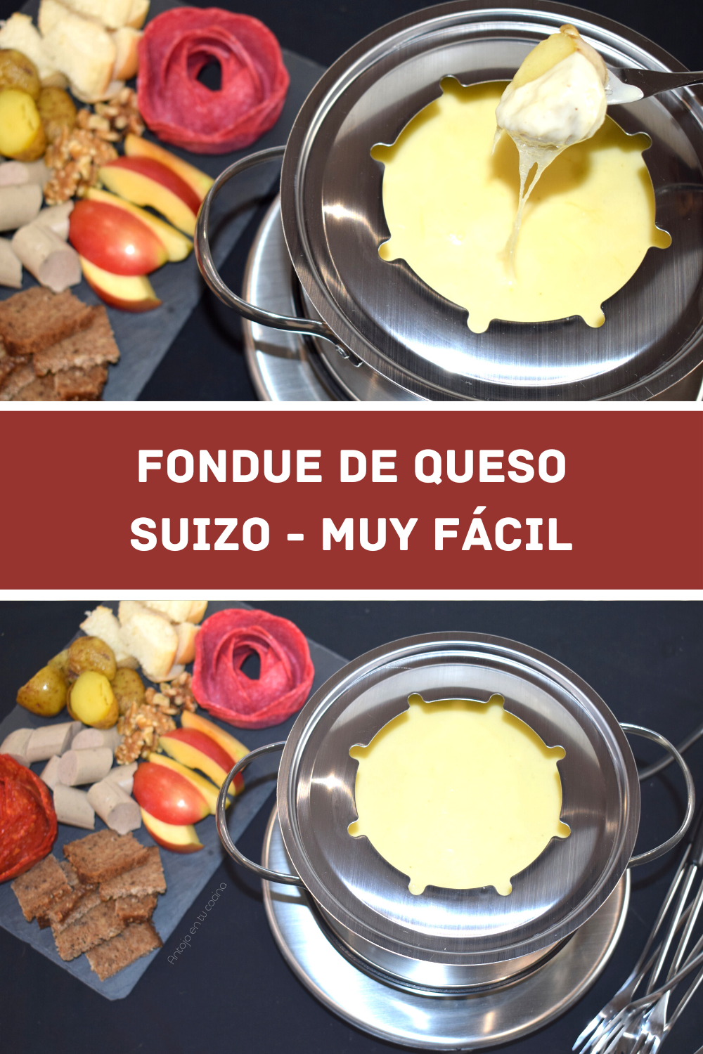 Fondue de queso. Receta fácil tradicional Suiza Antojo en tu cocina